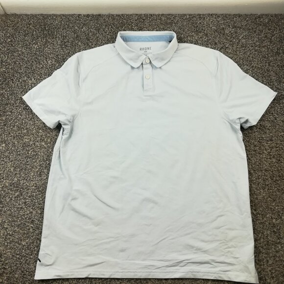 Rhone Polo Shirt Commuter Dotted Performance Golf Stretch Preppy Blue Mens Large - Picture 2 of 9